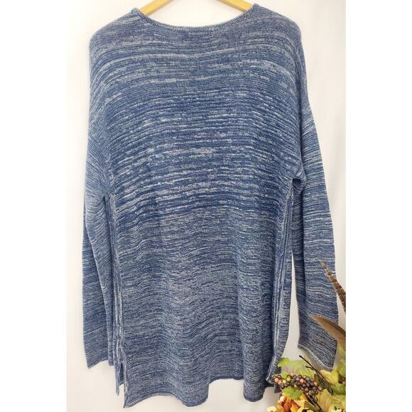 Daisy Fuentes Top XL Oversized Long Knit Sweater Tunic Heathered Blue Womens 1X - Picture 3 of 14